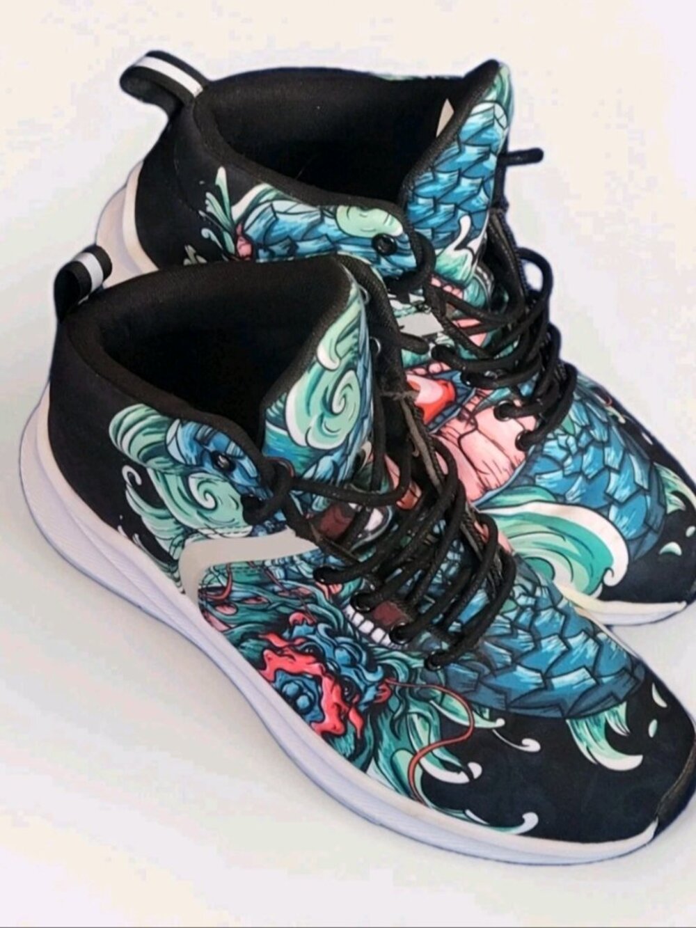 High Top Unisex Chinese Dragon Tattoo Art Sneakers Shoes Laced W10/M8.5